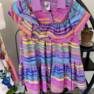 QUEEN OF SPARKLES Sequin Multicolor Striped Midi Dress. EUC
